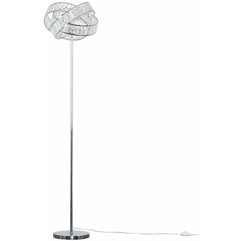 Minisun - Chrome Intertwined Acrylic Jewel Ring Floor Lamp Light - Add LED Bulb
