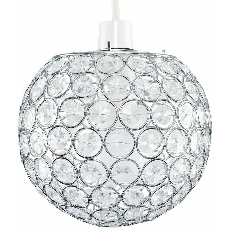 Modern Globe Ceiling Light Shade With Acrylic Crystal Jewels - Clear