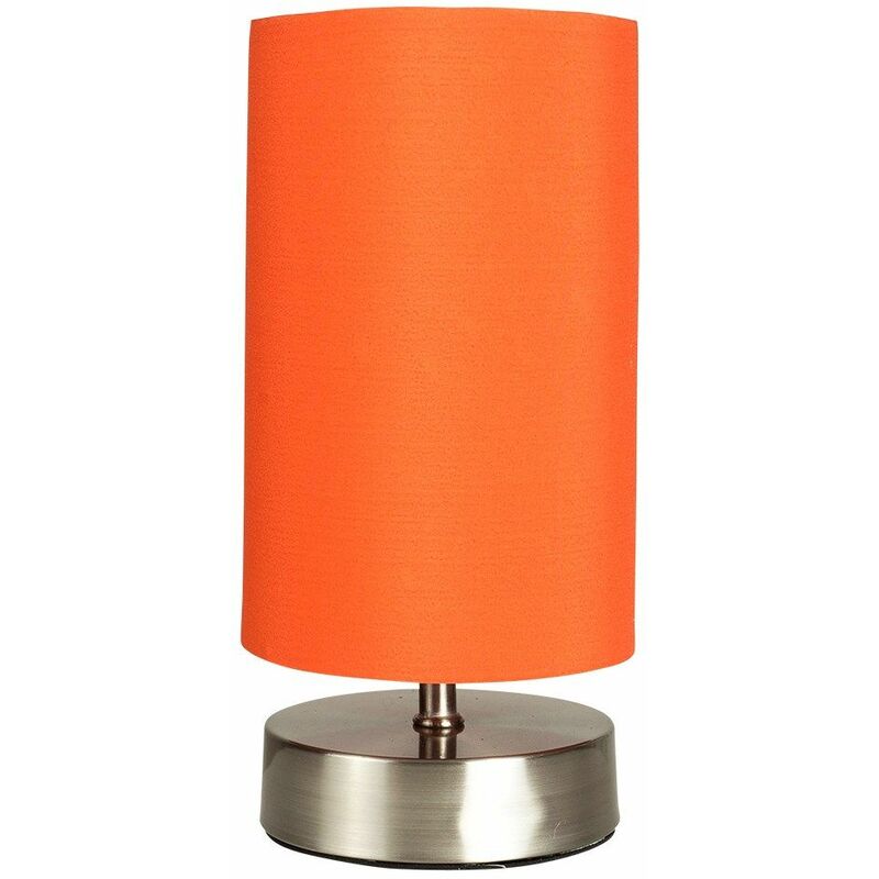 Touch Dimmer Bedside Table Lamp + Light Shade & 5W LED Dimmable Candle Bulb - Orange - Minisun
