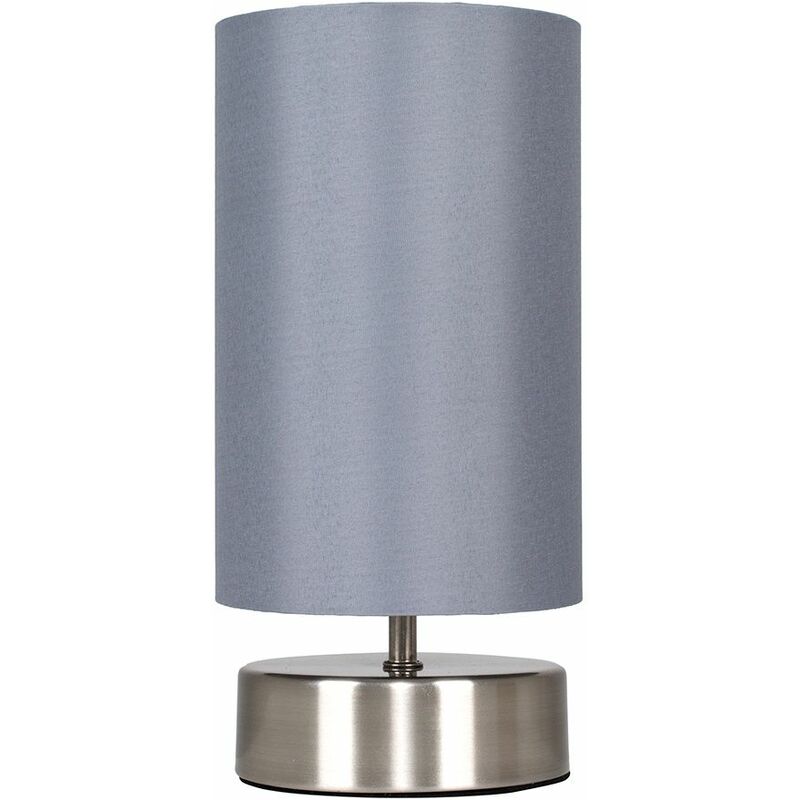 MiniSun - Touch Dimmer Bedside Table Lamp with Light Shade & 5W LED Dimmable Candle Bulb - Grey
