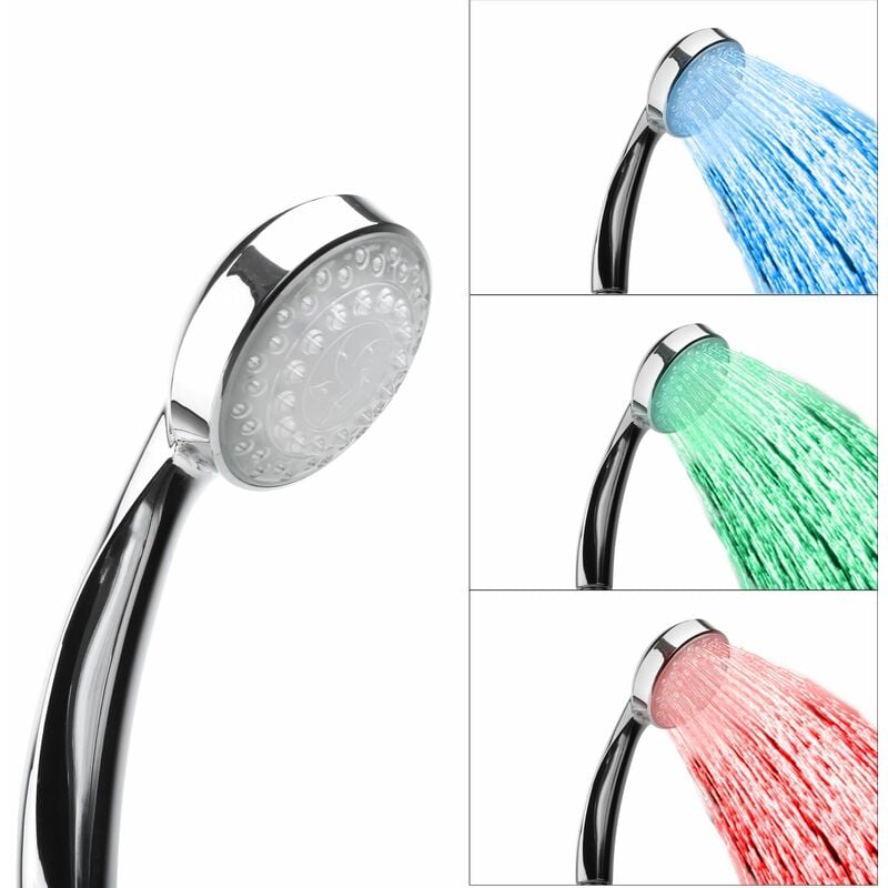 Modern Classic Shower Head Silver Synthetic led Lights Temperature Sensor lordal - Silver