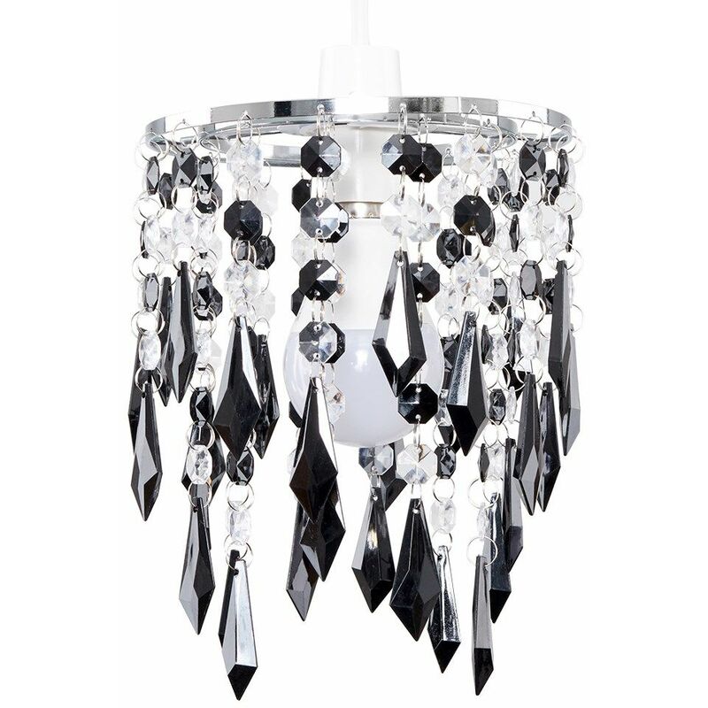 Acrylic Ceiling Pendant Light Shade Crystal Jewel Chandeliers Shades - Black