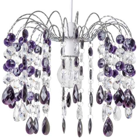 Clear And Purple Jewelled Waterfall Easy Fit Light Shade 80953