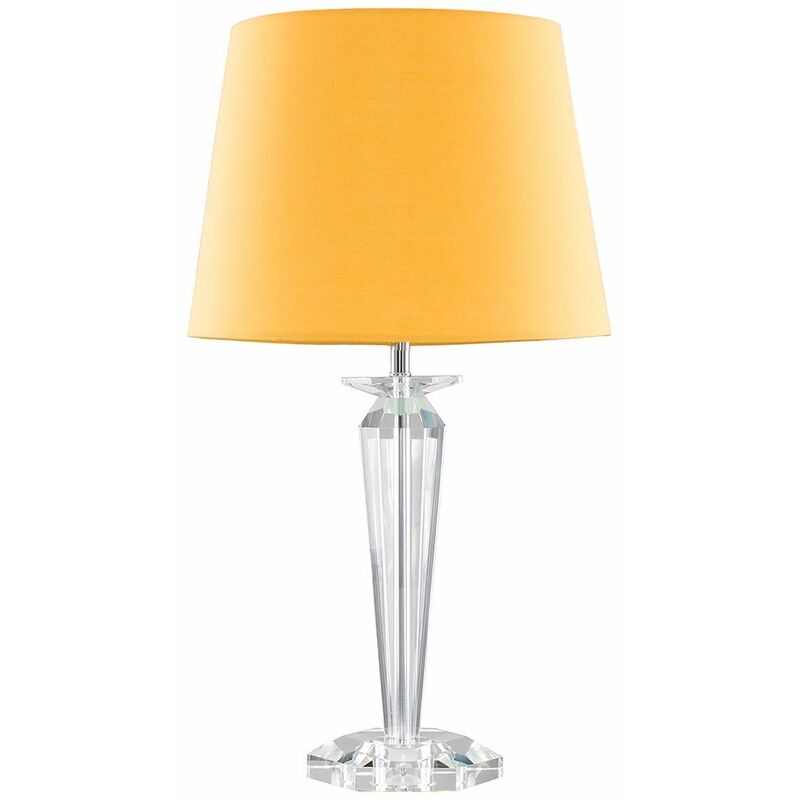 K9 Crystal Table Lamp With Tapered Shade - Mustard - No Bulb