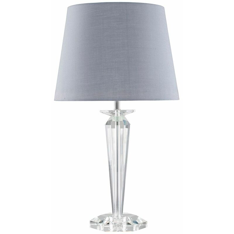 K9 Crystal Table Lamp With Tapered Shade - Grey - Including LED Bulb