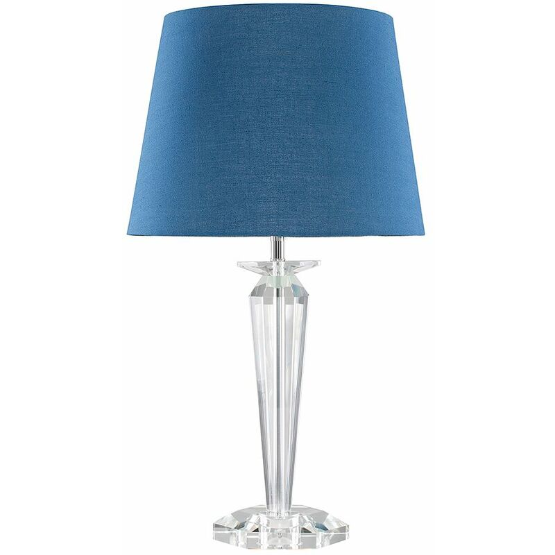 K9 Crystal Table Lamp With Tapered Shade - Navy Blue - Including LED Bulb