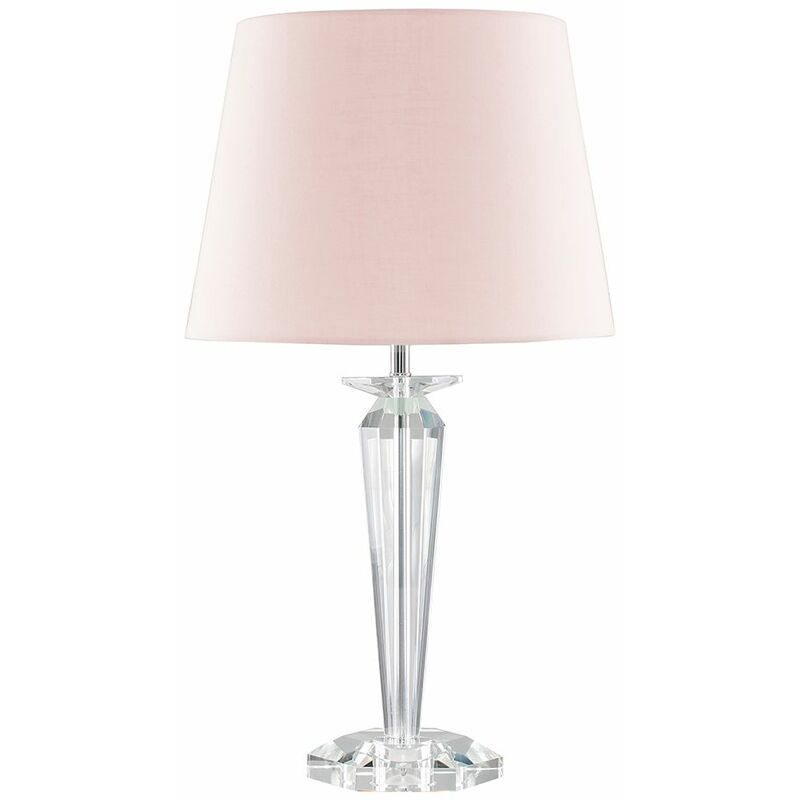K9 Crystal Table Lamp With Tapered Shade - Pink - Including LED Bulb