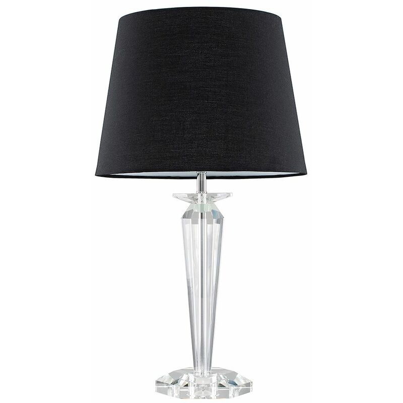 K9 Crystal Table Lamp With Tapered Shade - Black - Including LED Bulb