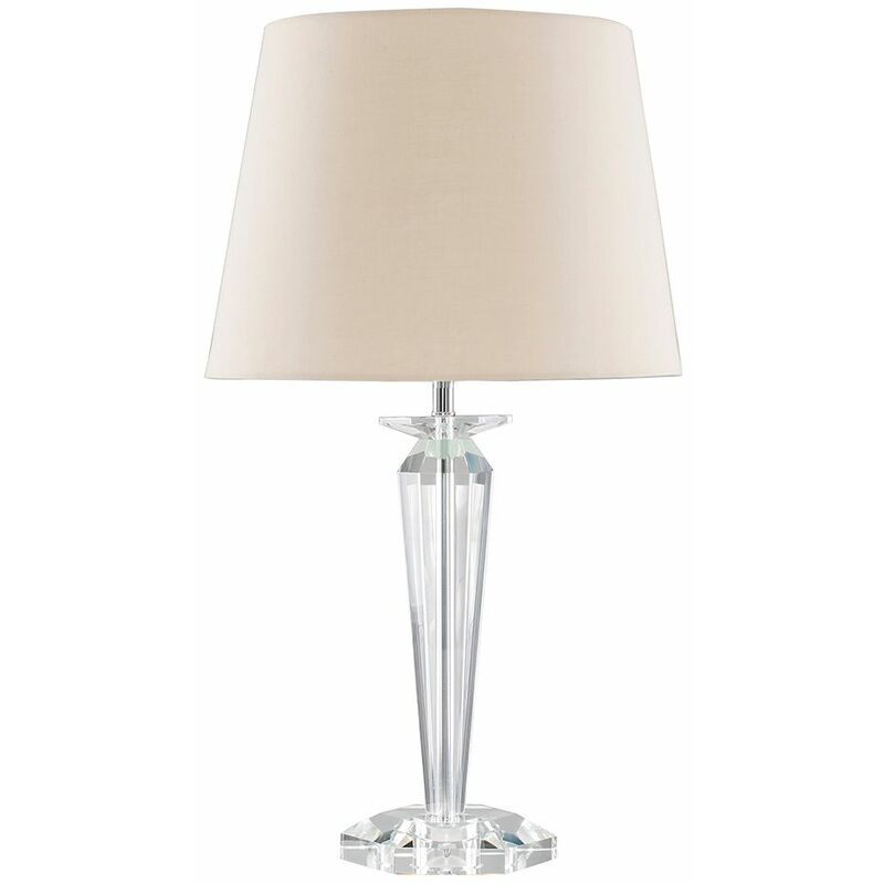 K9 Crystal Table Lamp With Tapered Shade - Beige - Including LED Bulb