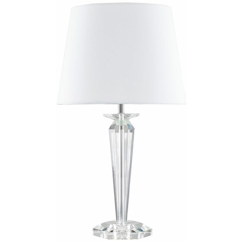 K9 Crystal Table Lamp With Tapered Shade - White - Including LED Bulb