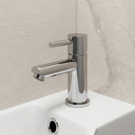 main image of "Modern Cloakroom Mini Mono Basin Sink Mixer Tap Brass Single Lever Round Chrome"