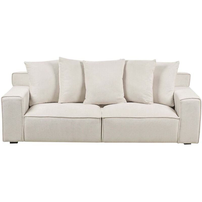Beliani - Modern Comfortable 3 Seater Sofa With Cushions Chenille Fabric Upholstery Off-white Viskan