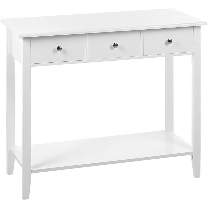 Modern Console Table 3 Drawers Shelf Wooden Legs White 90 x 40 cm Galva