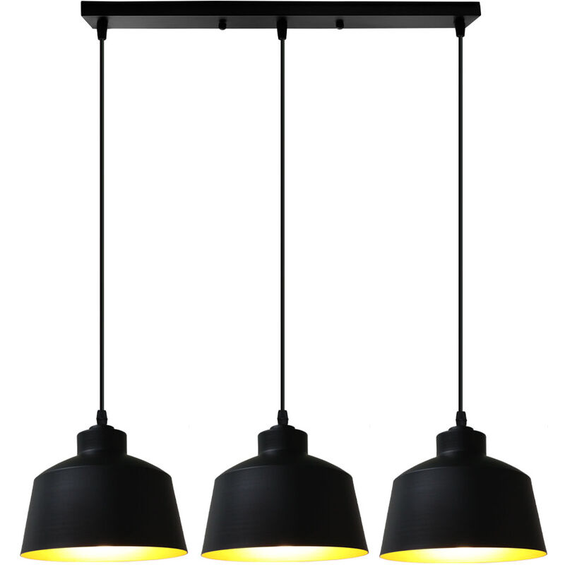 Modern Contemporary Pendant Light Minimalist Retro Ceiling Lamp Metal 3 Lights Pendant Lamp E27 Bulb Black