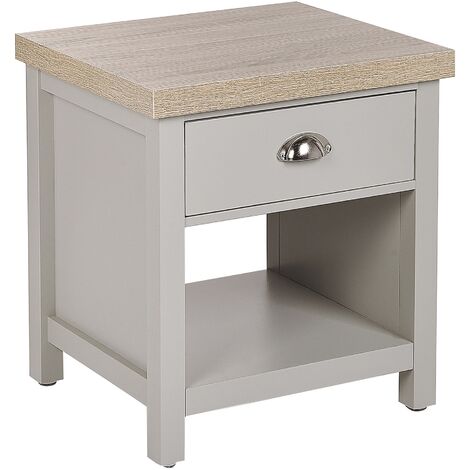 main image of "Modern Cottage Style Bedside Table 1 Drawer Nighstand Grey Clio"