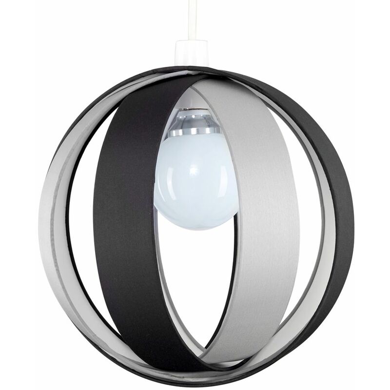 J90 Globe Ceiling Pendant Light Shade - Black & Grey - Including LED Bulb