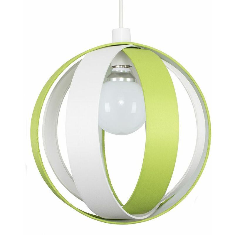 J90 Globe Ceiling Pendant Light Shade - Green & Cream - Including LED Bulb