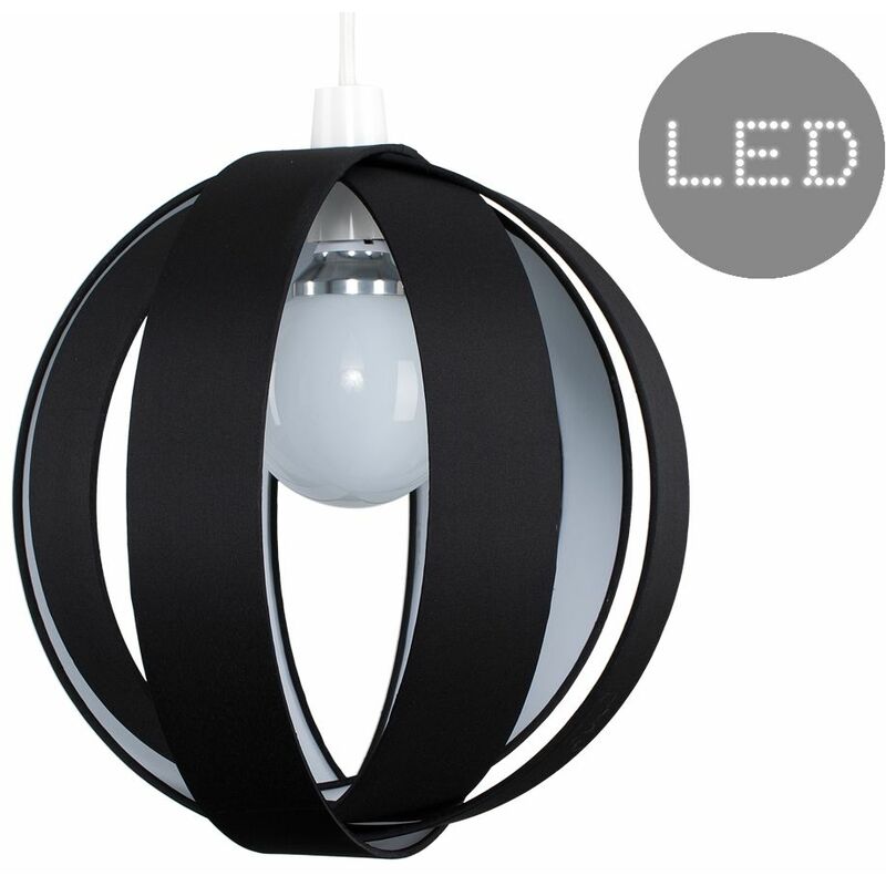 J90 Globe Ceiling Pendant Light Shade - Black - Including LED Bulb