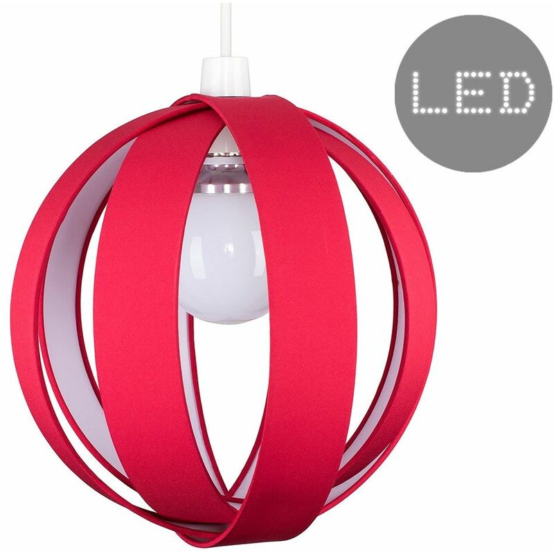 J90 Globe Ceiling Pendant Light Shade - Red - Including LED Bulb