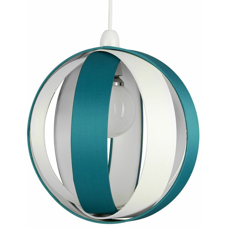 J90 Globe Ceiling Pendant Light Shade - Teal & Cream - No Bulb