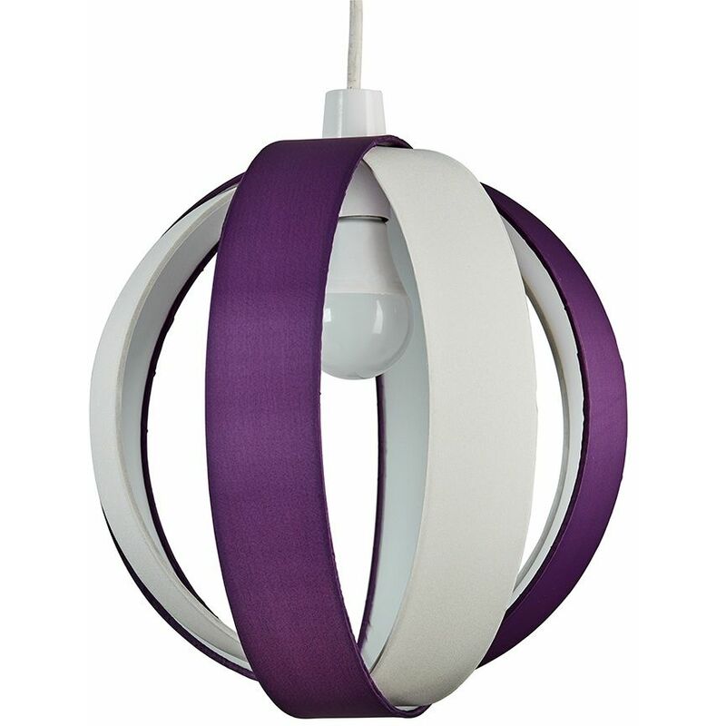 J90 Globe Ceiling Pendant Light Shade - Purple & Cream - No Bulb