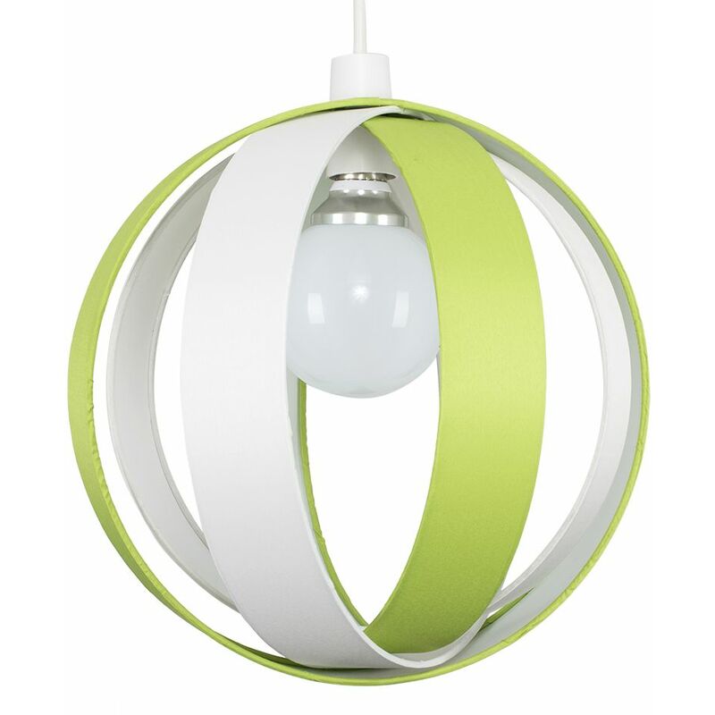 J90 Globe Ceiling Pendant Light Shade - Green & Cream - No Bulb