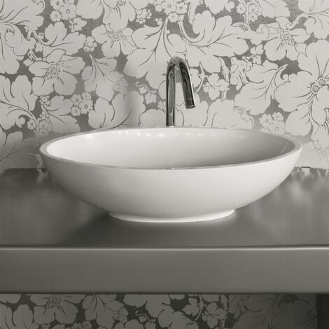 Modern Countertop Basin White Oval Acrylic Luxury Bathroom Sink 575x345mm - White