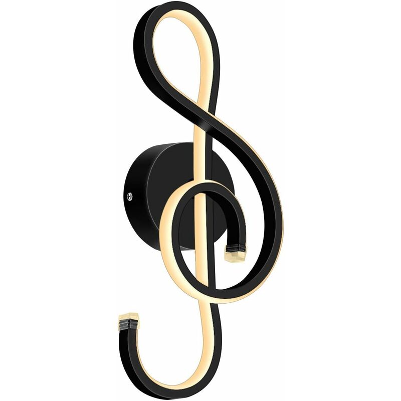 Stoex - Modern Creative Black Musical Note LED Wall Light Indoor Wall Lamp Minimalist Aluminum Wall Lamp Art Decoration Wall Sconce for Bedroom,