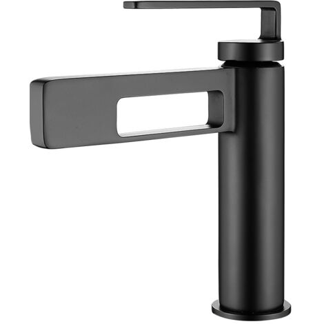 Modern Creative Design Bathroom Faucet, Black Sink Faucet, Bathroom Mixer Tap Single Hole Sink Faucet, Brass (black)