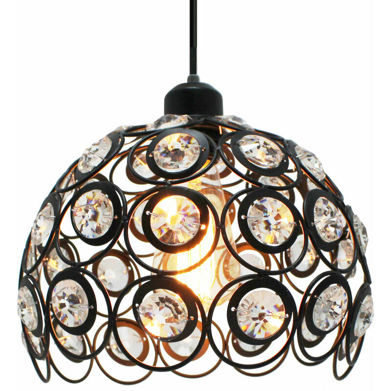 Wottes - Modern creative glass cage chandelier E27 attic bar pendant lamp cafe lighting - Nero