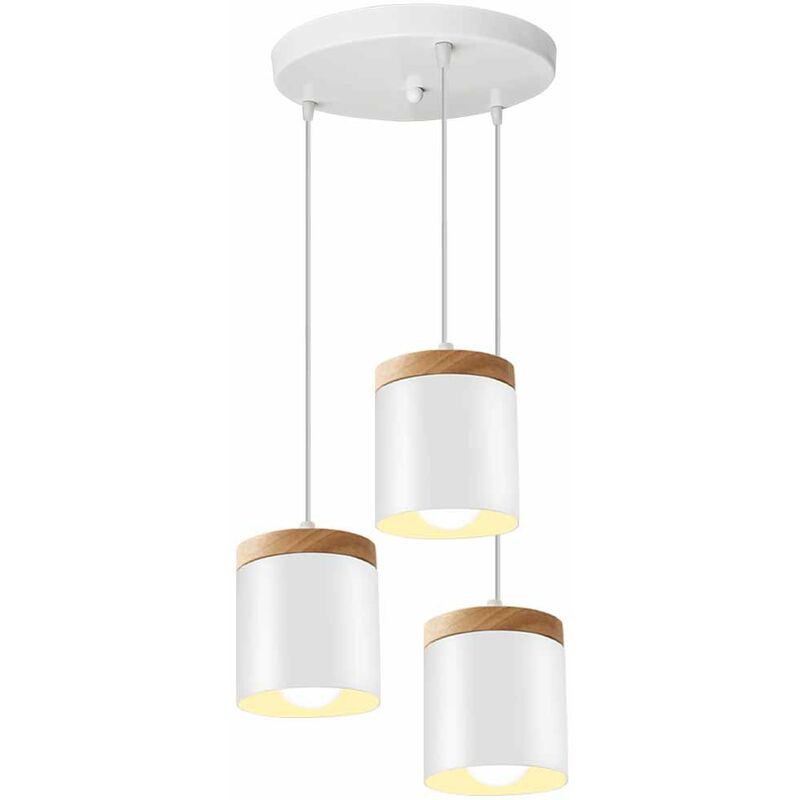 Wottes - Modern Creative Industrial Iron Art Pendant Lamp Adjustable Decorative Chandelier 3 Lights - bianco