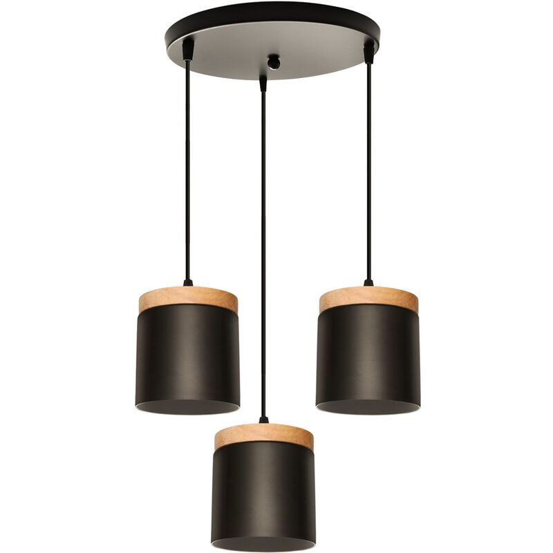 Wottes - Modern Creative Industrial Metal Decorative Pendant Lamp 3 Lights Adjustable Chandelier - Nero