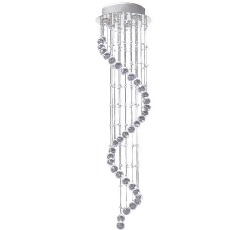 Modern Crystal Chandelier Ceiling Light Pendant Lamp Chrome Finish Glass Droplets New, Ф30 x 120cm