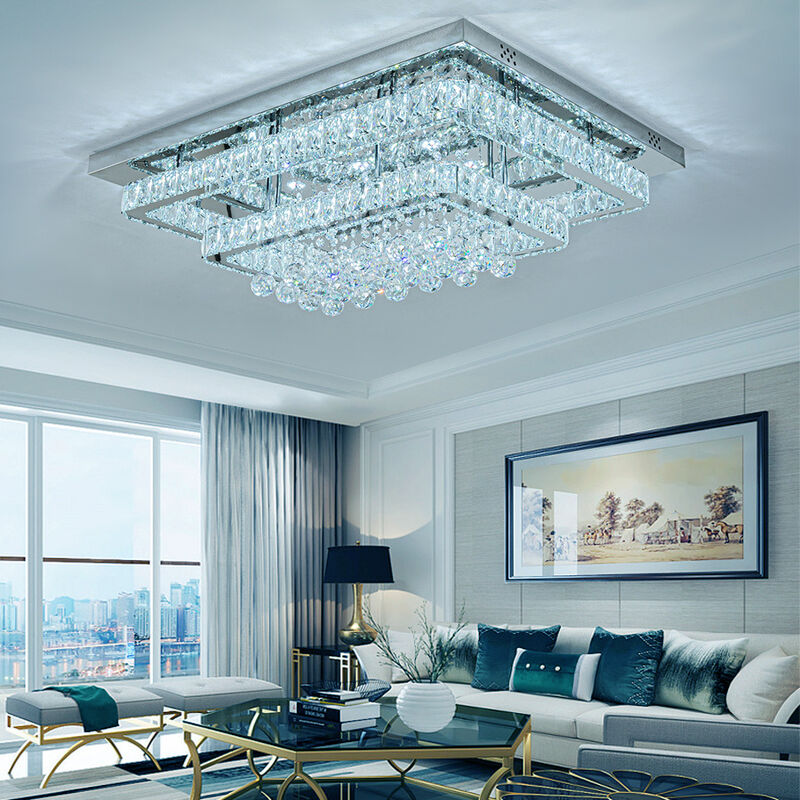 Livingandhome - Modern Crystal led Flush Mount Ceiling Light Fixture, 80x60x20CM