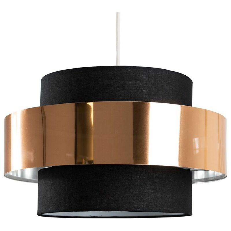 Matildo Easy Fit Ceiling Pendant Light Shades - Black & Copper - Including LED Bulb