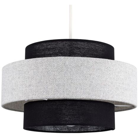 Modern Cylinder Ceiling Pendant Light Shade In A Black Grey Herringbone Finish Modern Cylinder Ceiling Pendant Light Shade In A Black Grey Herringbone Finish