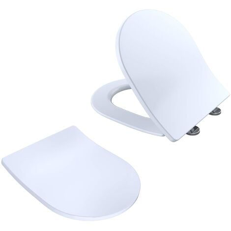 main image of "Modern D Shape Soft Close Toilet Seat White"