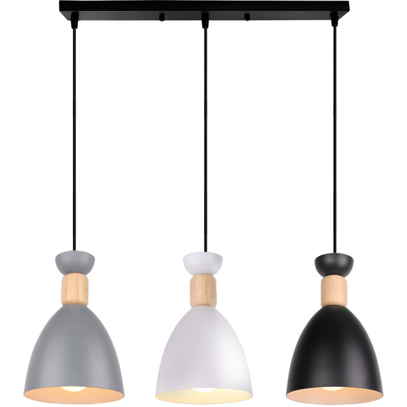 Wottes - Modern Decorative Adjustable Pendant Lamp Living Room Bedroom Wrought Iron Industrial Chandelier - nero / bianco / grigio