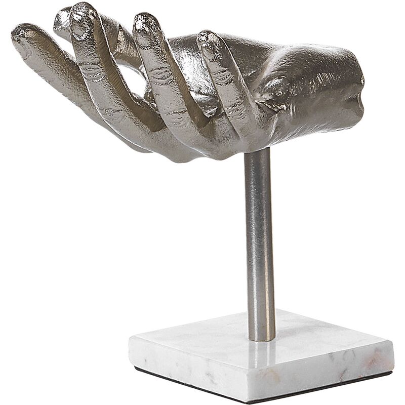 Beliani - Modern Decorative Figurine Home Accessories Aluminum Hand Shape Silver Manuk