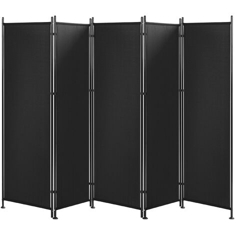 Modern Decorative Room Divider 5 Panels Polyester Steel Frame Black Narni