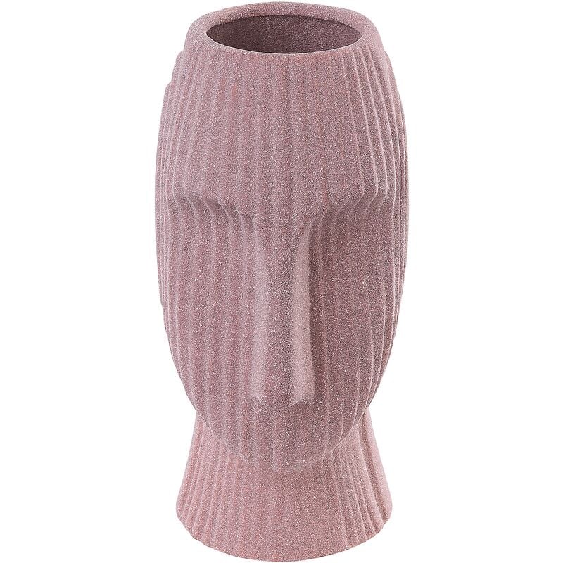 Modern Flower Vase Accessory Face-Shaped Decorative Stoneware Pink Pallini