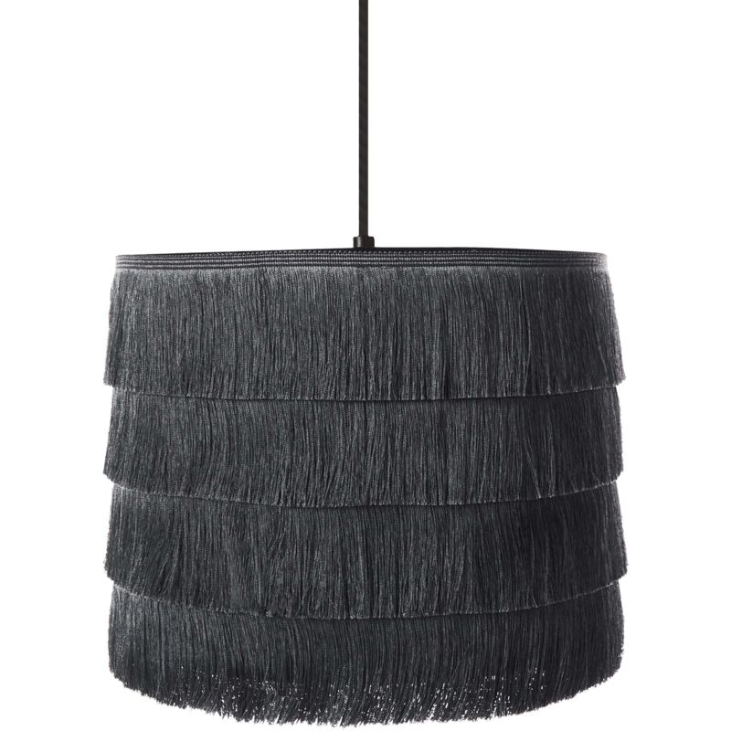Beliani Pendant Lamp Suapure Fabric Black, Black