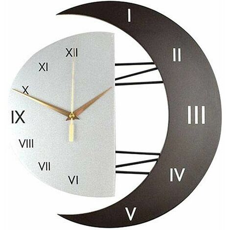 Modern Design Silent Wall Clock Kitchen Clock Creative Moon-Shaped Frame Home Decoration Clock (3332)
