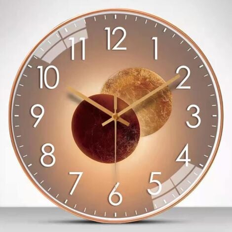 Modern Design Silent Wall Clock, Silent Mute Wall Clock Pendulum for Bedroom, Digital Wall Clock-Rose Gold