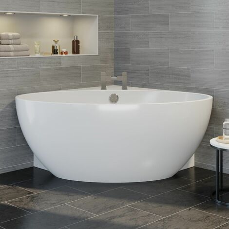 main image of "Modern Designer Corner Freestanding Bath Acrylic Bathtub 1510mm Built-In Waste"