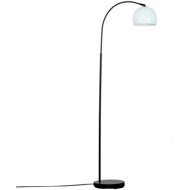 Minisun - Curved Floor Lamp in Black with Arco Shade - Pale Blue - No Bulb