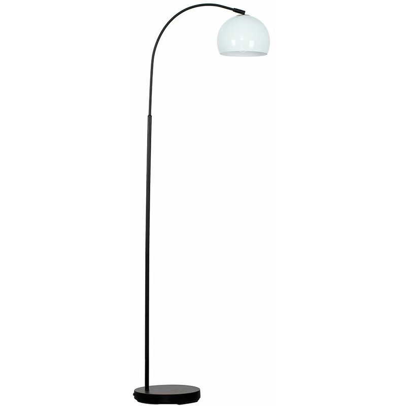 Minisun - Curved Floor Lamp in Black with Arco Shade - Pale Blue - Including LED Bulb