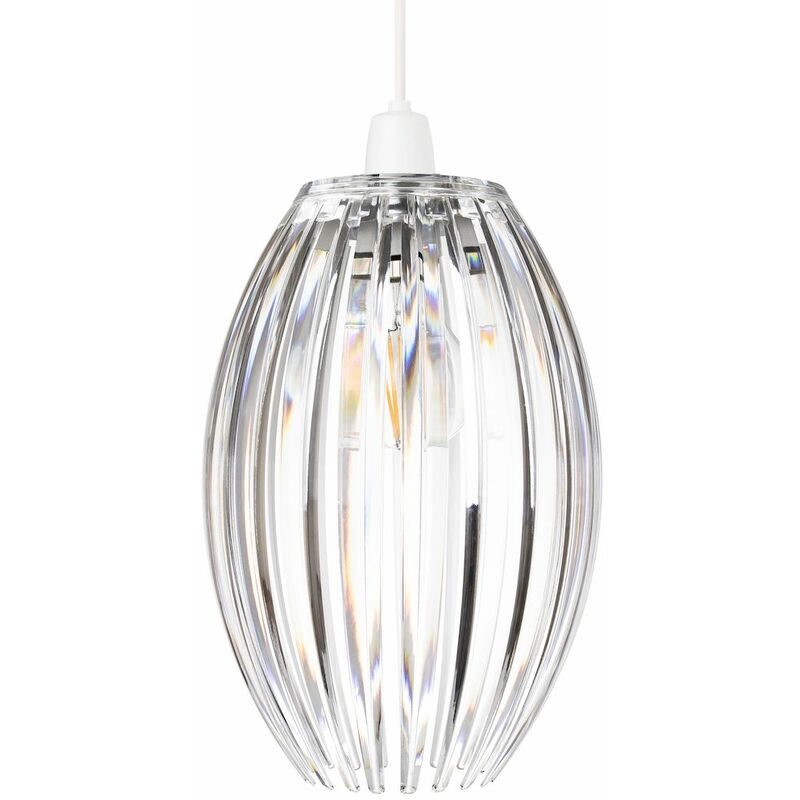 Modern Designer Easy Fit Pendant Shade with Beautiful Clear Acrylic Curved Rods by Happy Homewares