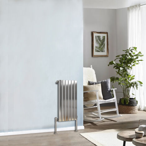 Modern Designer Radiator Chrome Column Flat Panel Central Heating Horizontal Single 600x408mm