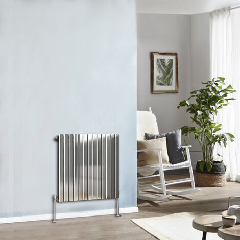 Modern Designer Radiator Chrome Column Flat Panel Central Heating Horizontal Single 600x884mm
